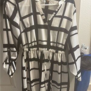 Black and White Geometric Pattern Dress